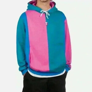 Teddy Fresh Love Colorblock Pink And Blue Hoodie Limited Edition  - Size Medium